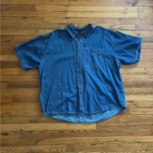 Faded Glory Blue Denim Casual Button Down Shirt #31